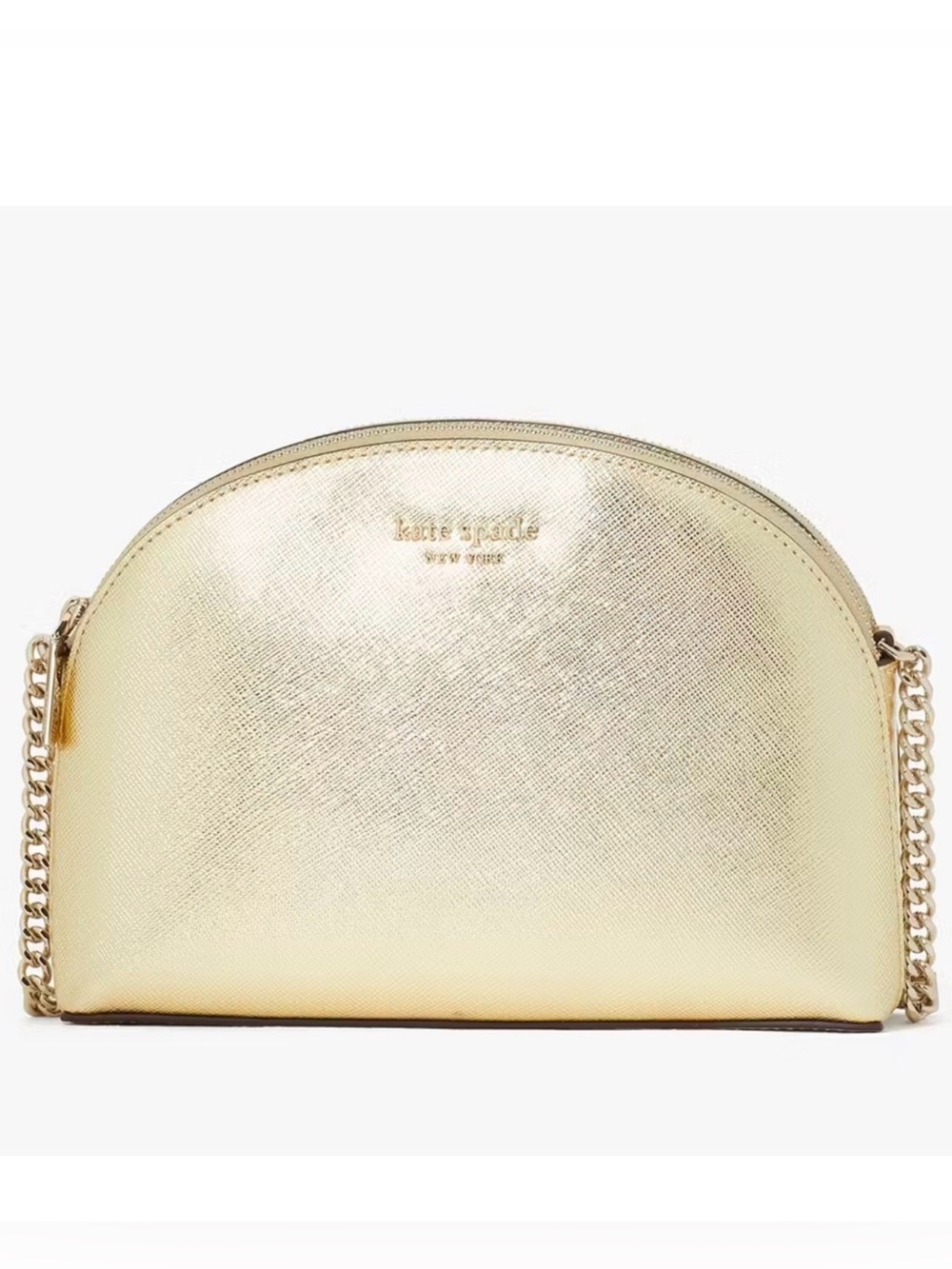 KATE SPADE ♠️ New York 💛Spencer💛 METALLIC GOLD DOUBLE-ZIP CROSSBODY BAG🌟EUC🌟